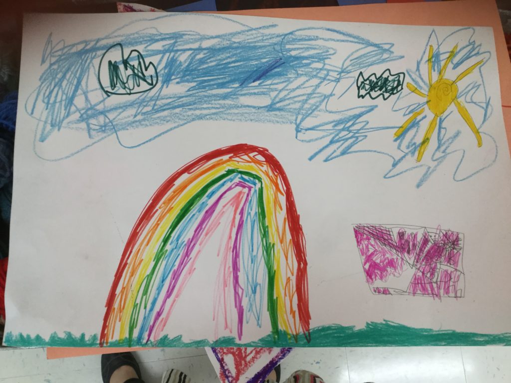 kids drawing of a rainbow